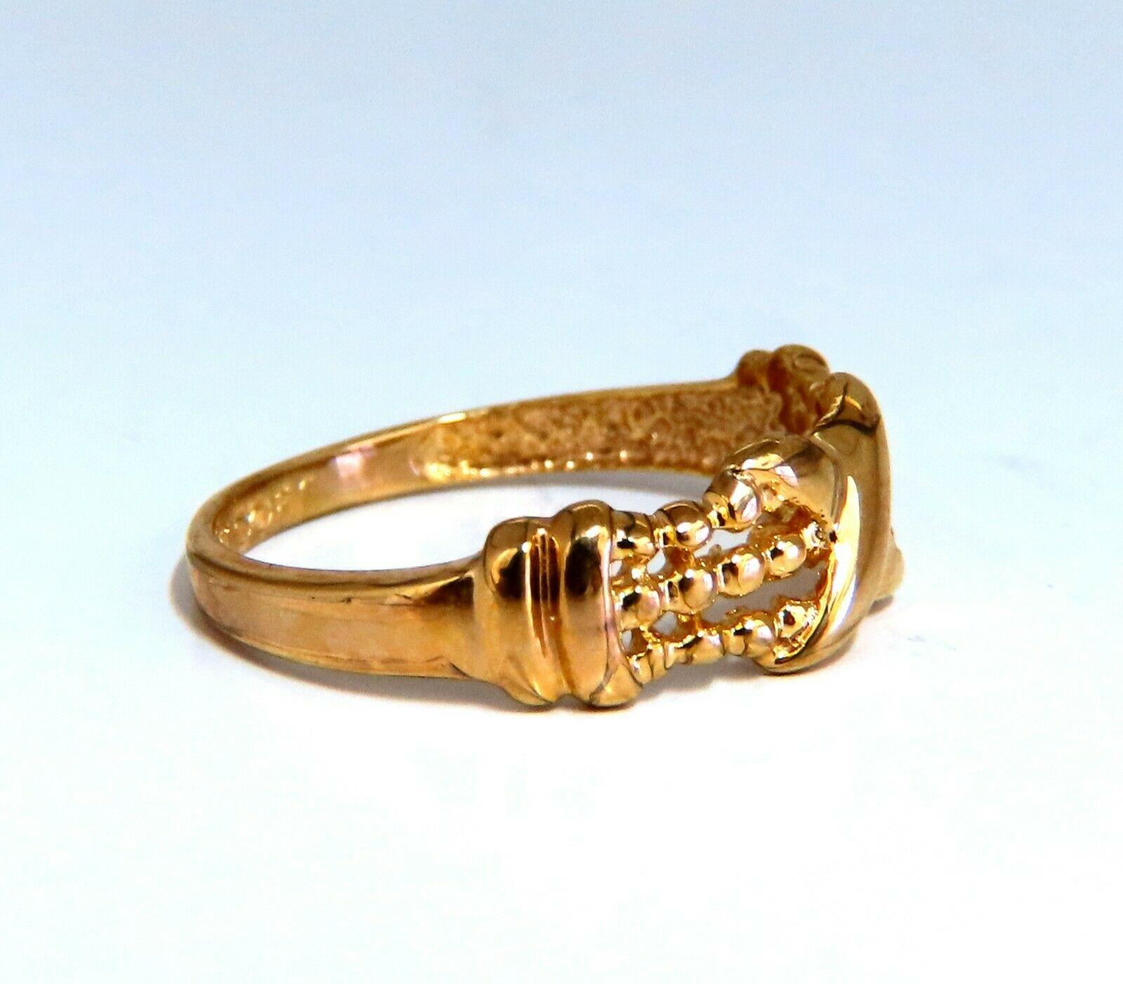 Women's or Men's Beaded X Deco 14kt. Gold Ring For Sale