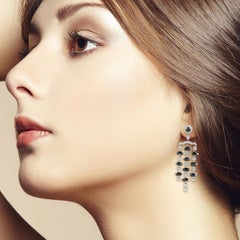 Beads & Diamonds Chandelier Earrring Made in 18k White Gold