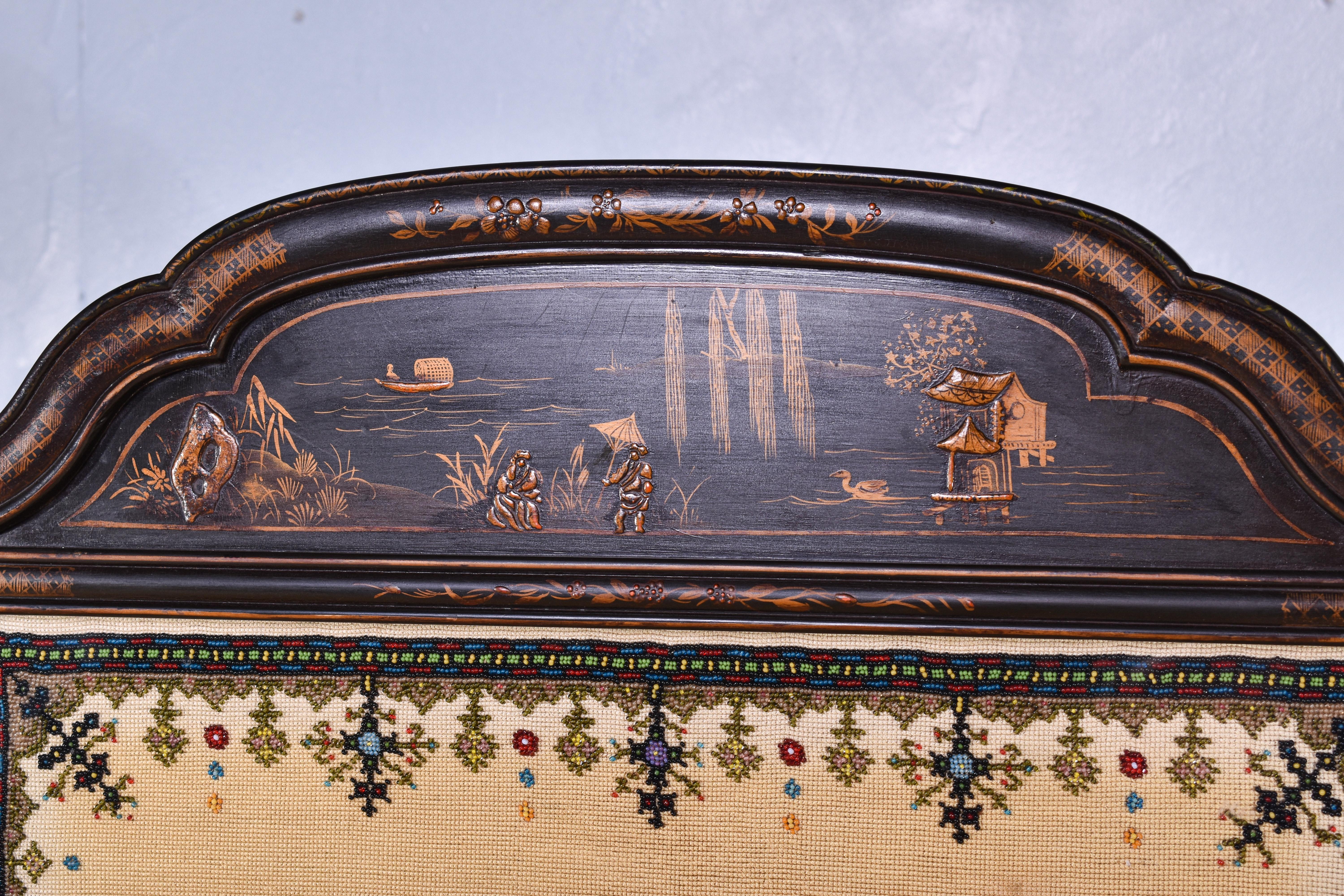 British Beadwork Fire Screen For Sale