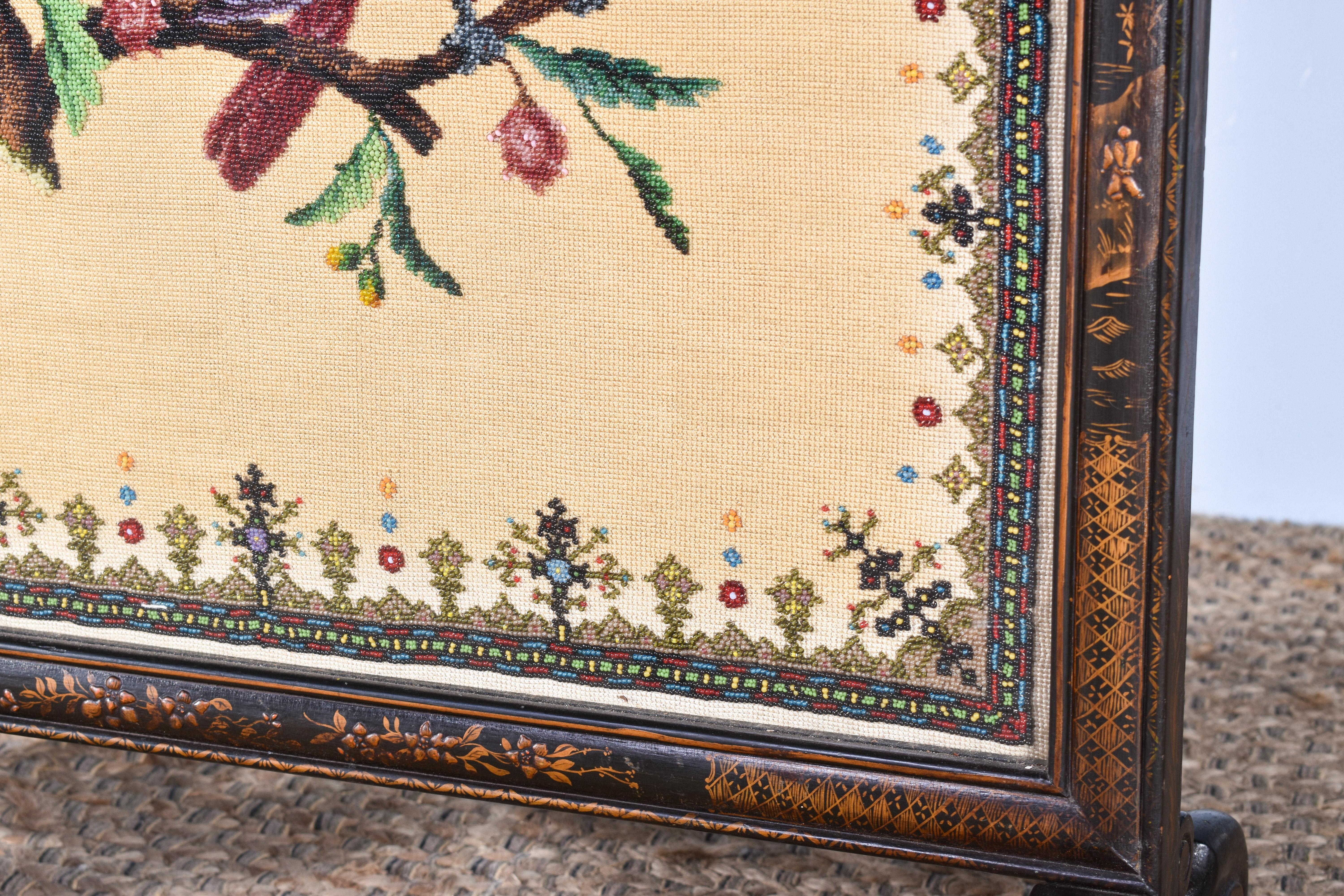 Beadwork Fire Screen In Good Condition For Sale In Darlington, GB