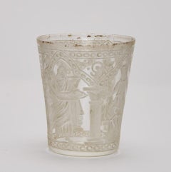 Salviati Beaker Blown Glass circa 1890 Hand Painted with Classical Scenes
