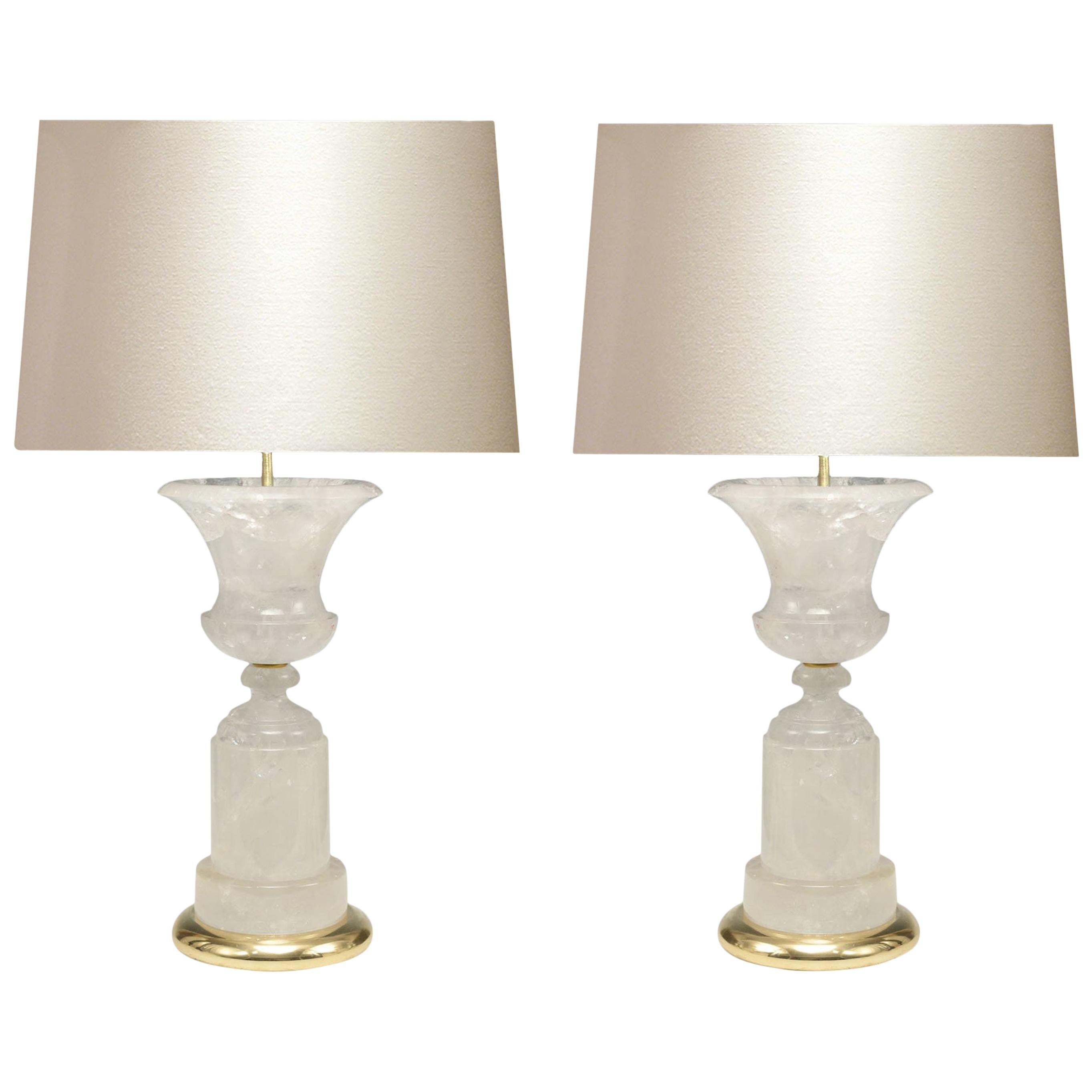 Beaker Form Rock Crystal Quartz Lamps by Phoenix