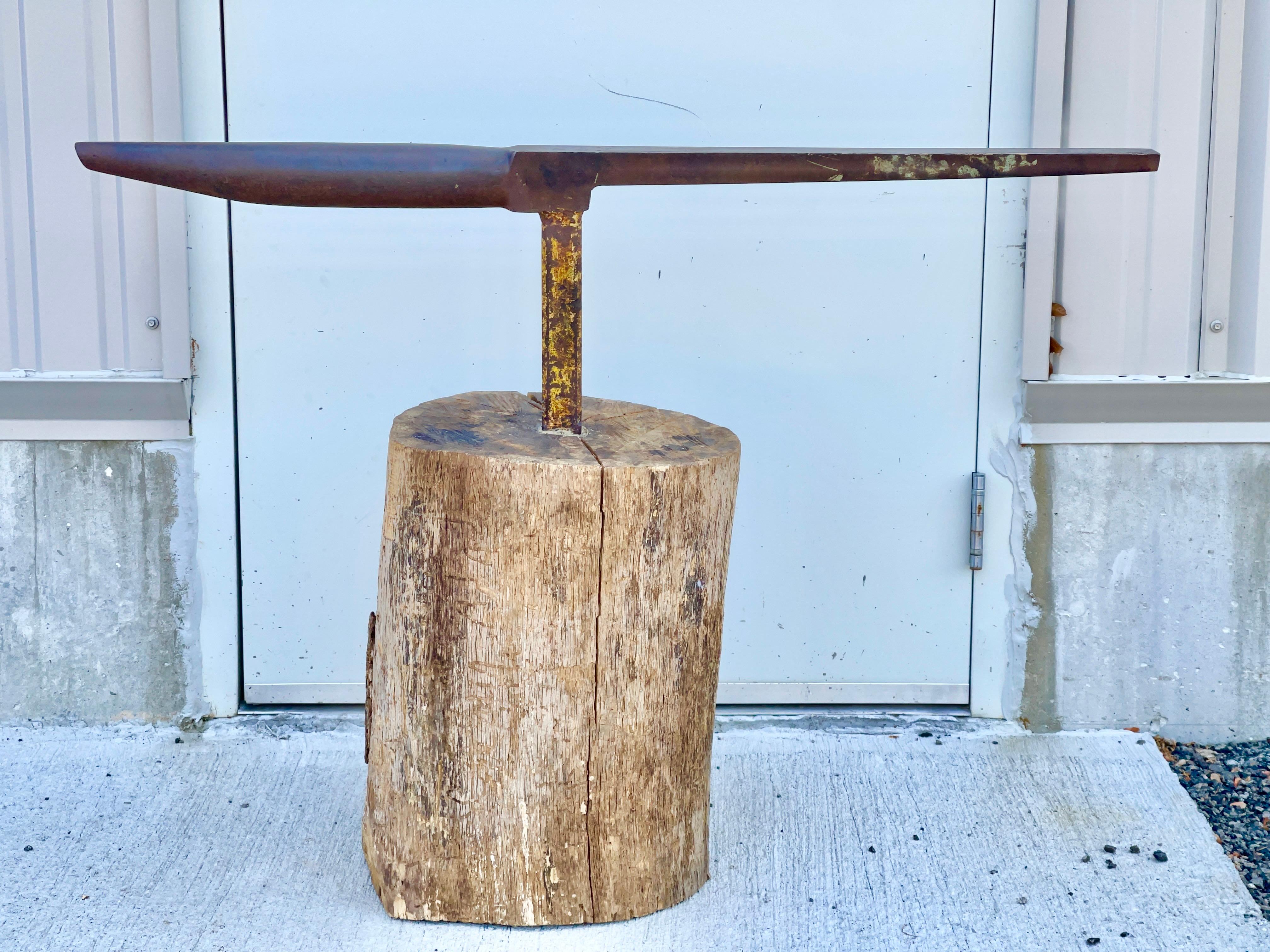 The first thing I thought upon seeing this was Constantin Brancusi's bird sculptures and the questions about the nature of abstract art it asked. 
This is an early 20th century beakhorn stump anvil from a blacksmith or tinsmiths sheet metal