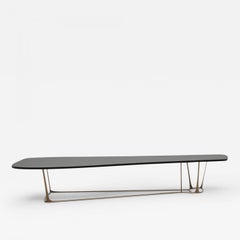 Beam, 21st Century Hand Varnished Wood & Bronze Chromed Steel Dining Table