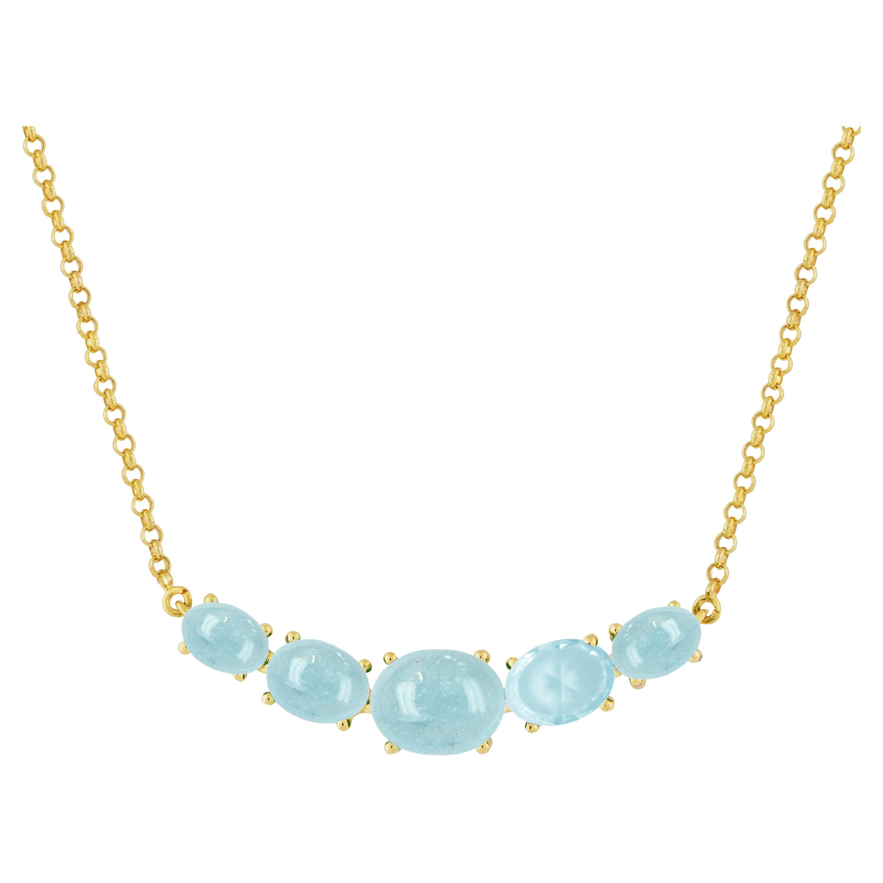 Beam Aquamarine 14k Gold Necklace