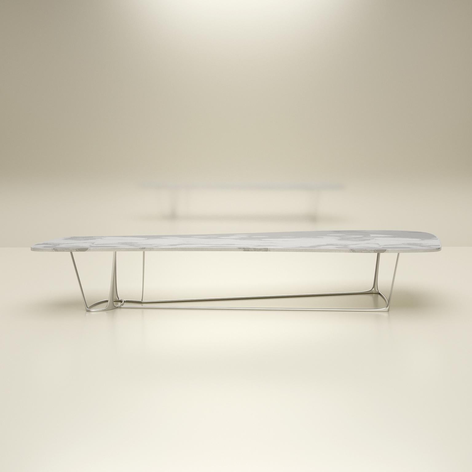 French BEAM, Limited Edition 21st Century Hand Silvered Aluminium & Steel Dining Table