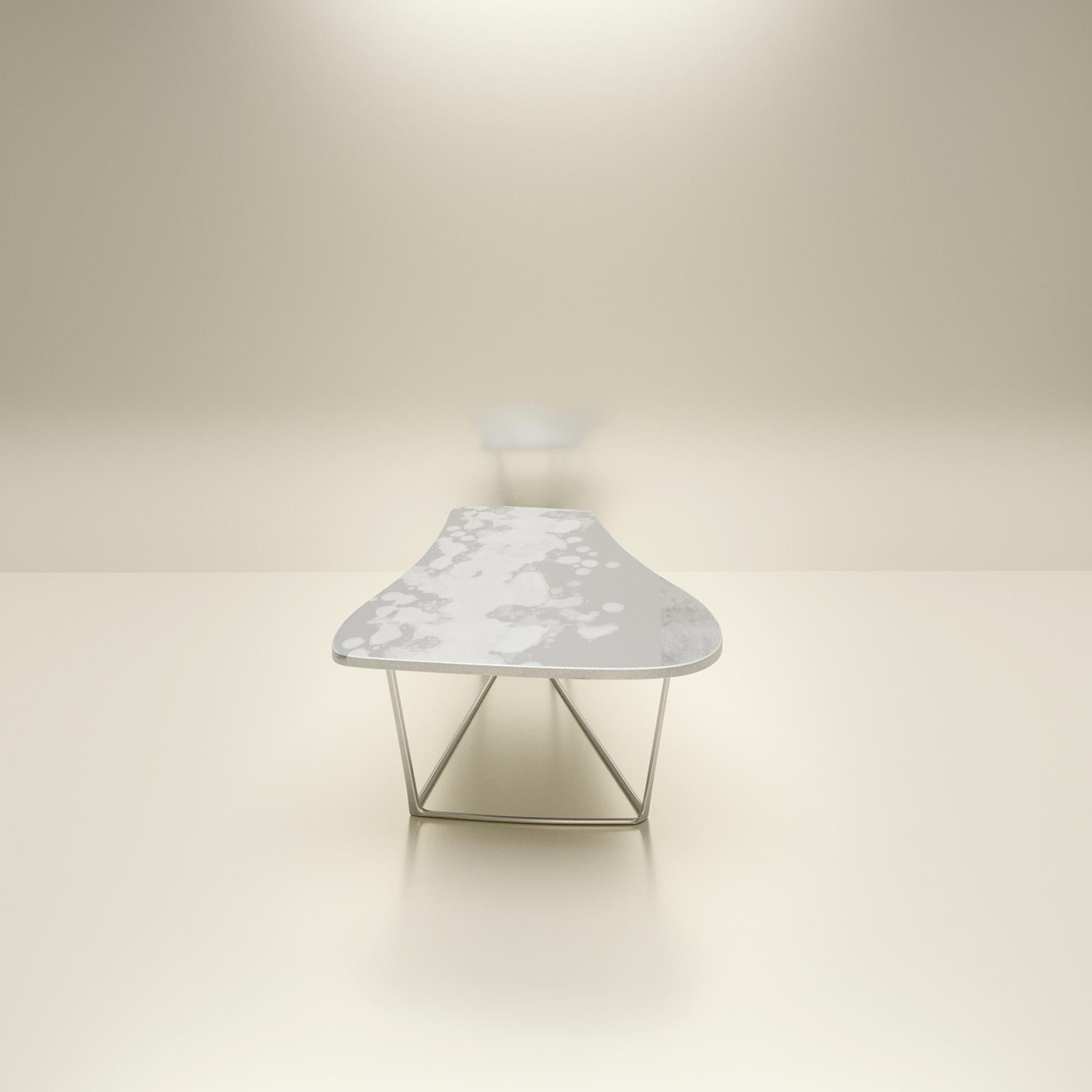 BEAM, Limited Edition 21st Century Hand Silvered Aluminium & Steel Dining Table In New Condition In Paris, FR