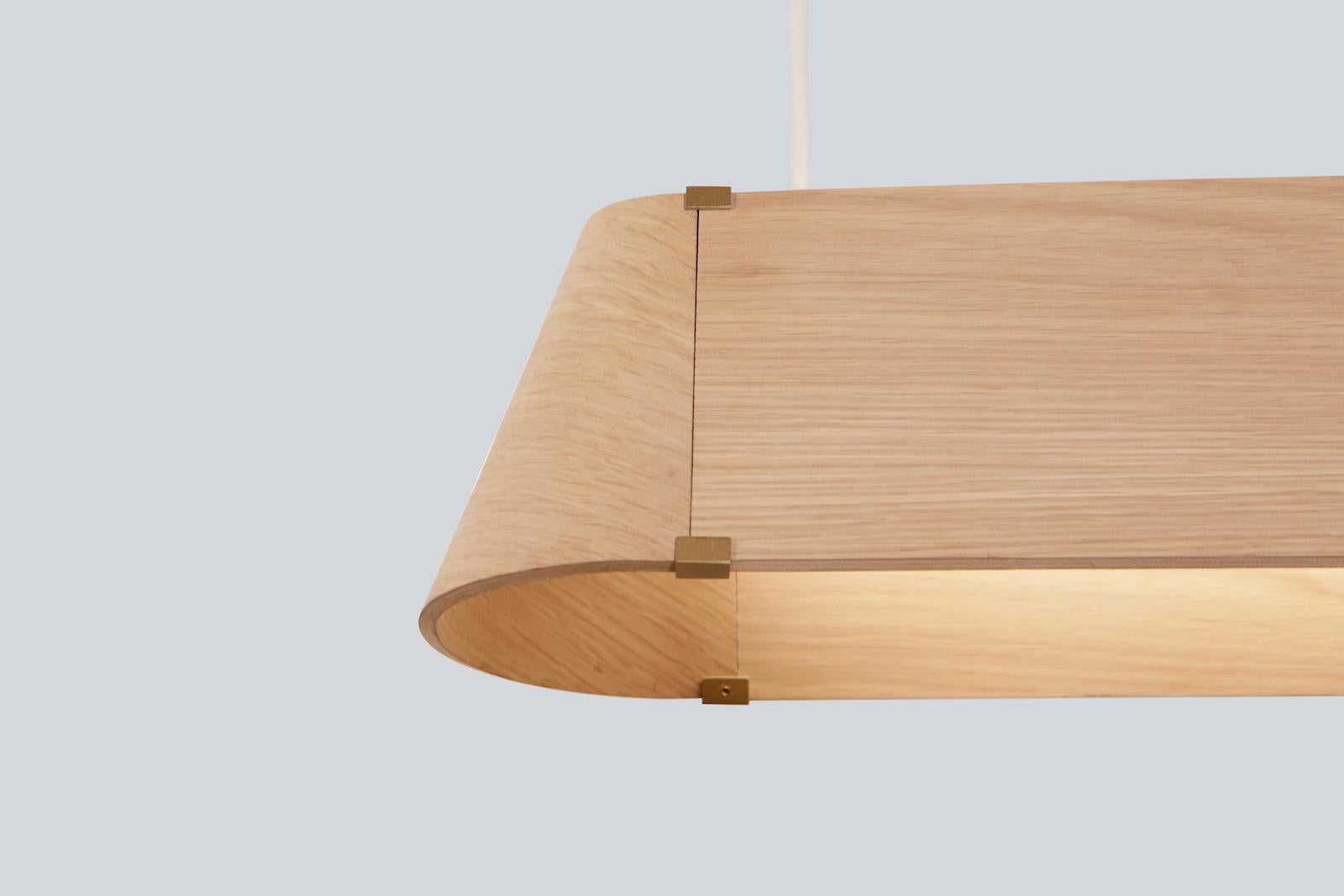 Beam Pendant 46 in Oak by Ravenhill Studio For Sale 2