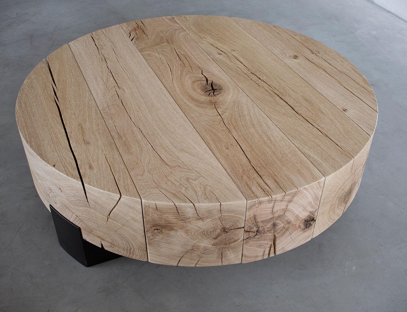 Dutch Beam Round Coffee Table by Van Rossum For Sale
