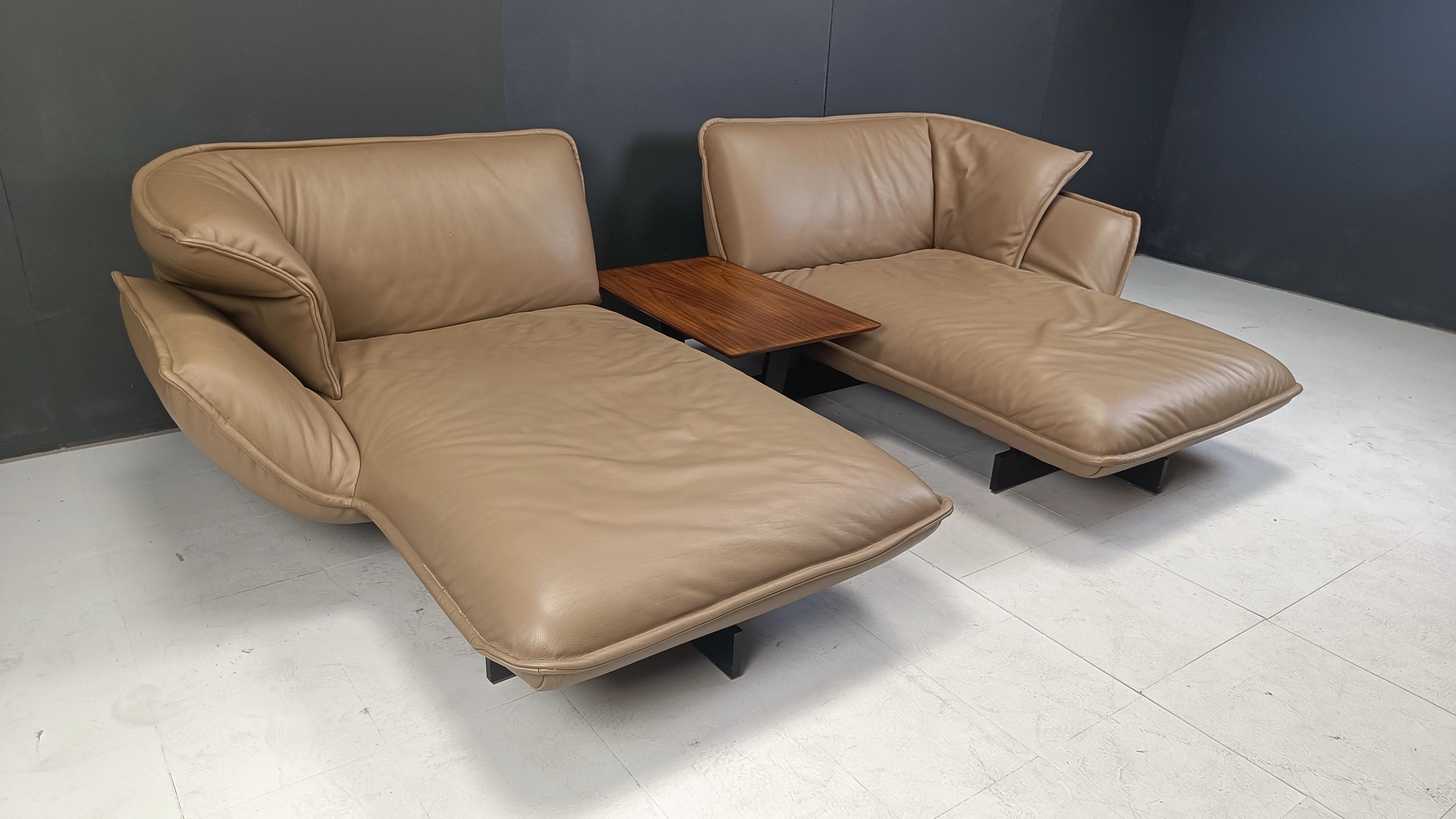 Leather Beam sofa system with Walnut Beam coffee table by Patricia Urquiola For Cassina