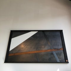 Beam Wall Art by Cauv Design Sheet Metal with Walnut Steel Strips Satin White