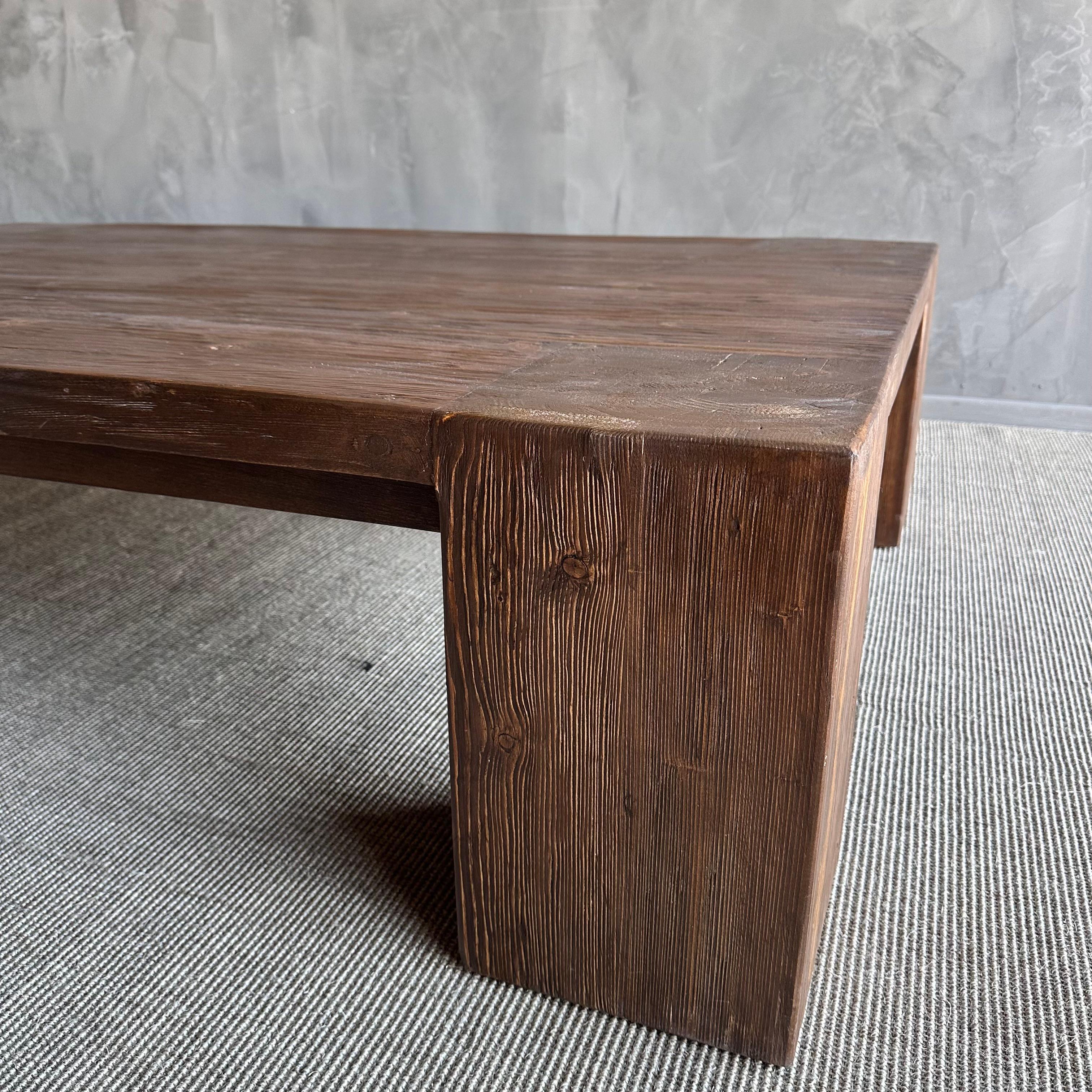 Beam XL Walnut Stain Reclaimed Elm Wood Coffee Table For Sale 4