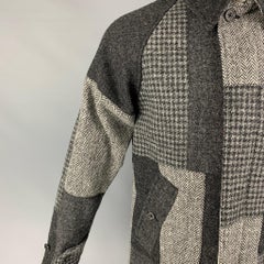 BEAMS PLUS x Harris Tweed Size S Grey Patchwork Wool Hidden Placket Coat