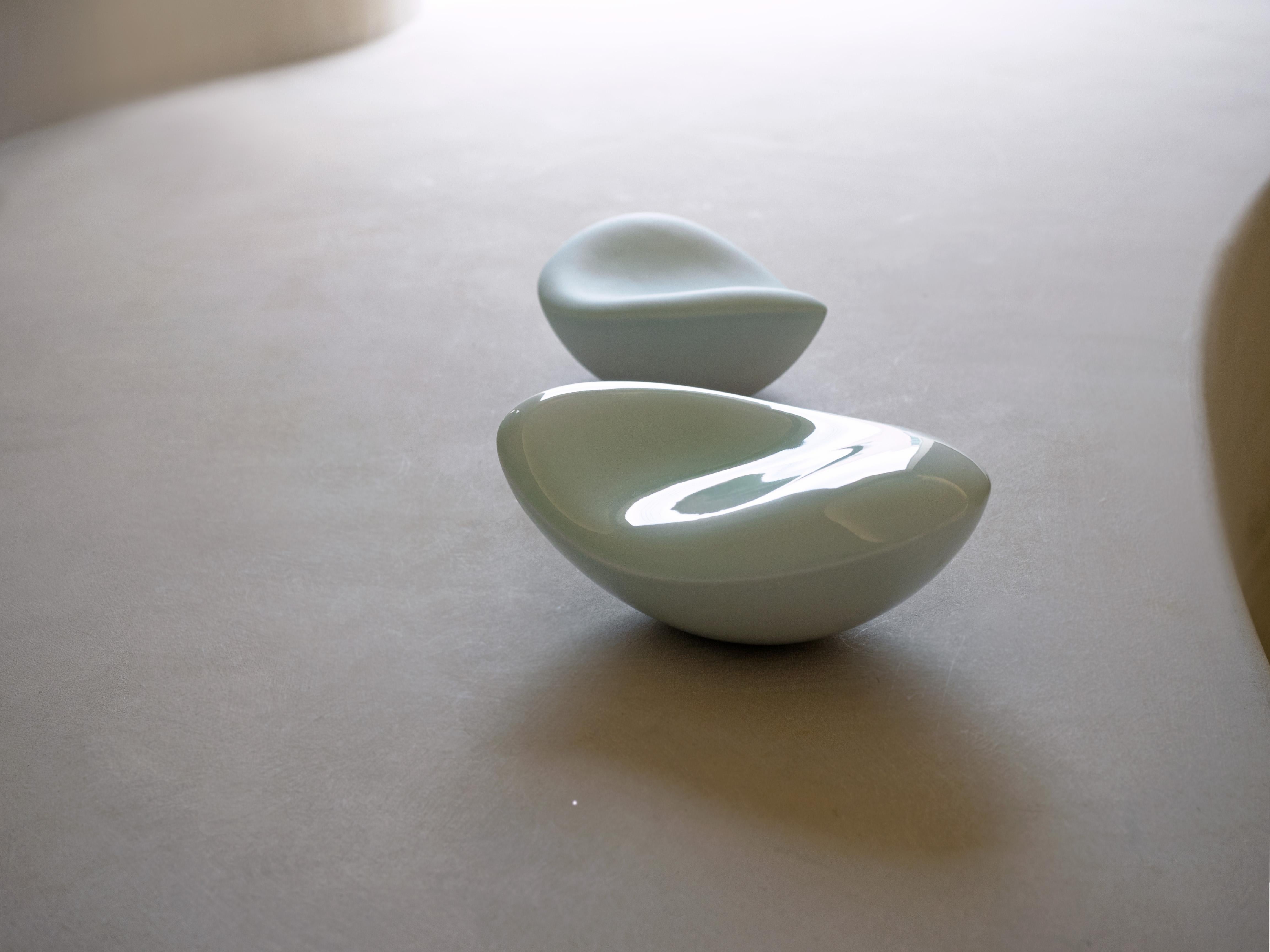 Cast 'Bean' - Organic Table Sculpture in Ceramic, Korean Celadon For Sale