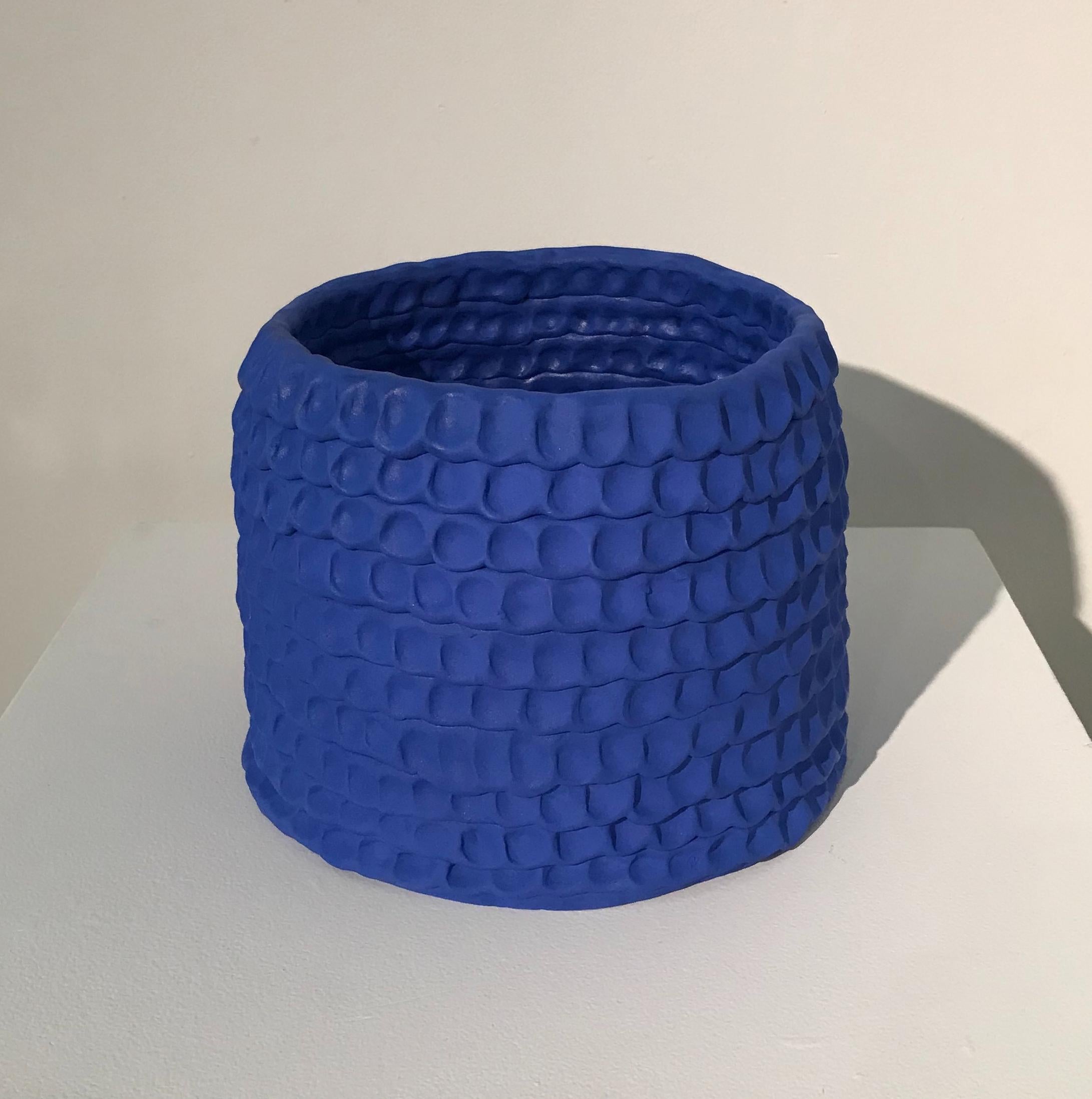 Bean Finneran Abstract Sculpture - "Blue Hive", Contemporary, Ceramic, Sculpture, Blue, Stoneware, Underglaze