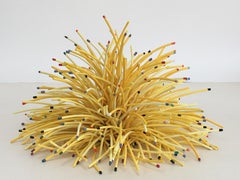 "Yellow Mound", abstract ceramic sculpture composed of individual porcelain rods