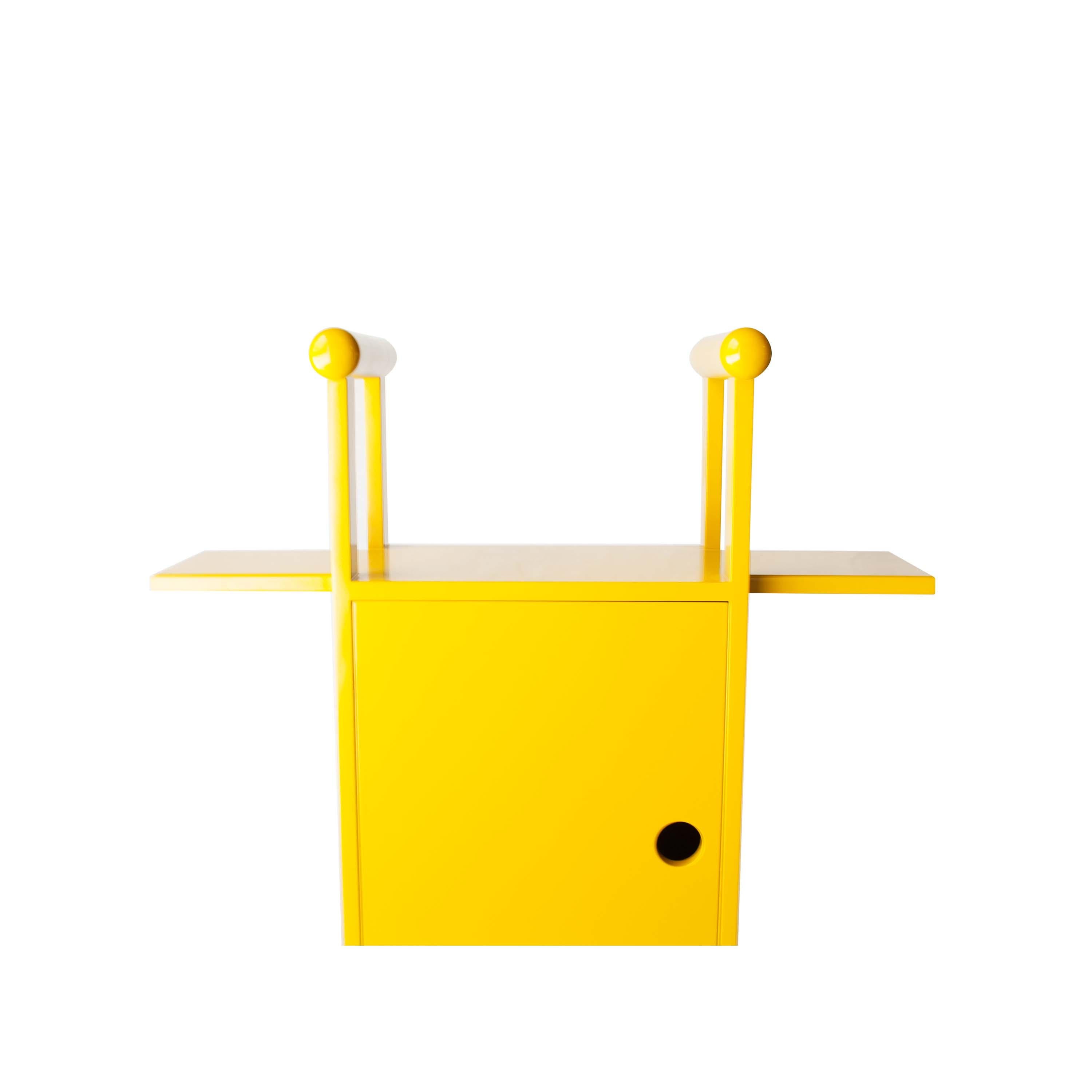 Post-Modern Bean Home Contemporary Rectangular Yellow Beech Bedside Table Spain, 2019