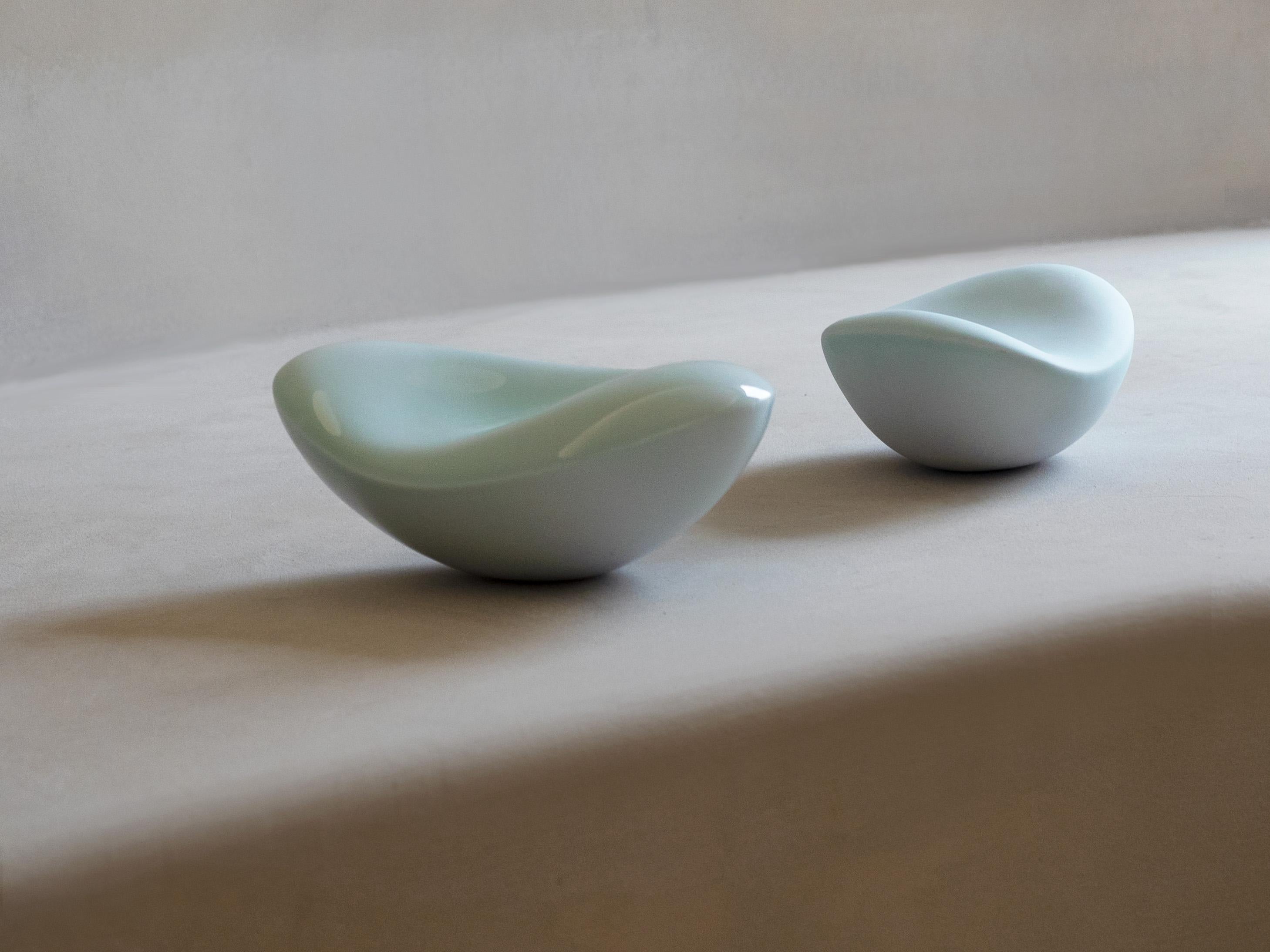 'Bean Pair' - by Soo Joo ( Organic Table Sculpture in Ceramic, Korean Celadon ) In New Condition In New York, NY