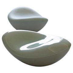 'Bean Pair' - by Soo Joo ( Organic Table Sculpture in Ceramic, Korean Celadon )