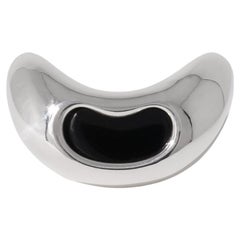 Bean Ring in 925 Sterling Silver & Black Basalt Stone by CLED