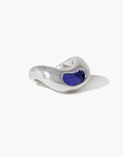Bean Ring in 925 Sterling Silver & Blue Ocean Stone by CLED