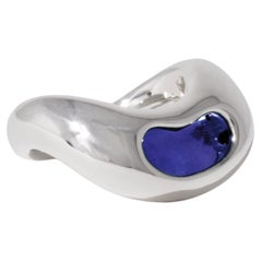 Bean Ring in 925 Sterling Silver & Blue Ocean Stone by CLED