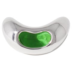 Bean Ring in 925 Sterling Silver & Green Forest Stone by CLED