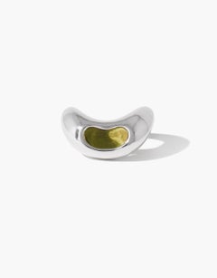Bean Ring in 925 Sterling Silver & Light Olive Stone by CLED