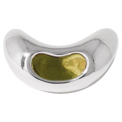Bean Ring in 925 Sterling Silver & Light Olive Stone by CLED