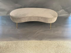 Bean Shaped Bench on Brass Legs, Italy 1980s