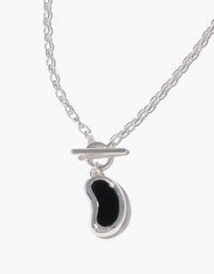 Bean Toggle Necklace in 925 Sterling Silver & Black Basalt Stone by CLED