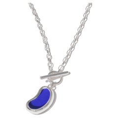 Bean Toggle Necklace in 925 Sterling Silver & Blue Ocean Stone by CLED