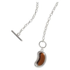 Bean Toggle Necklace in 925 Sterling Silver & Brown Ambar Stone by CLED