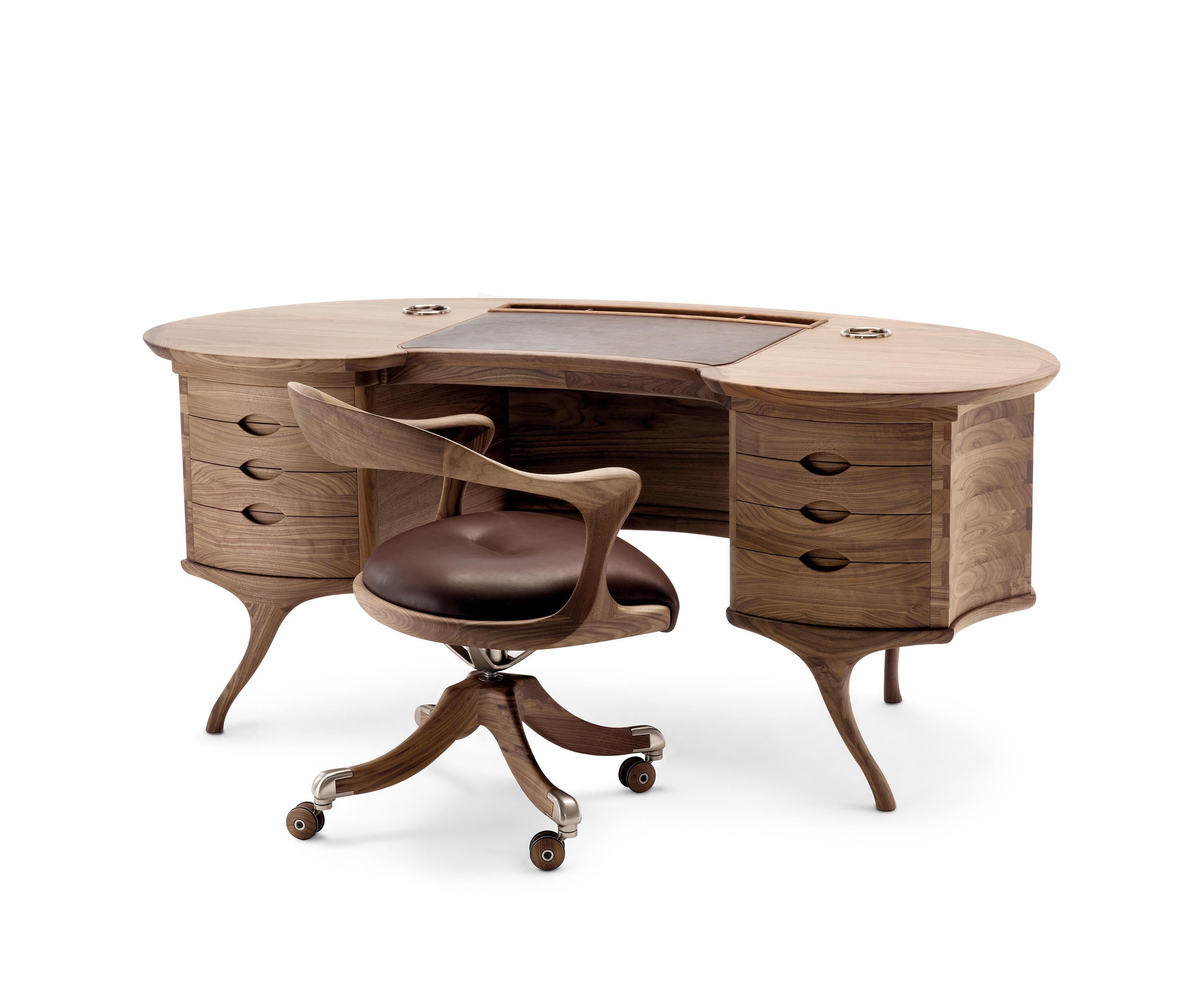 Modern Bean Wood Writing Desk by Roberto Lazzeroni for Ceccotti Collezioni