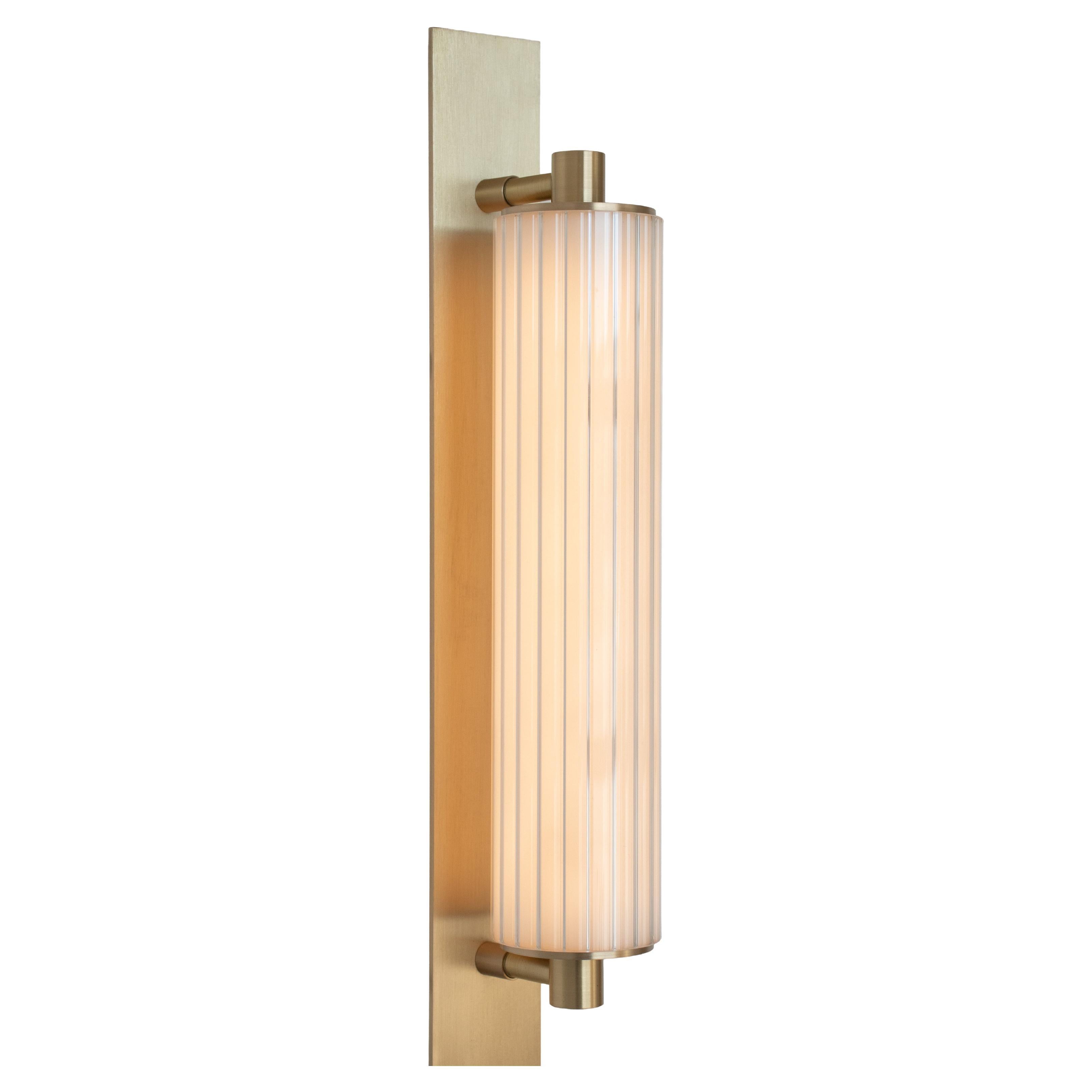 BEAON S4 Wall Sconce  - Clear Scalloped Glass - Satin Brass