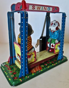 "Bear and Dog On A Swing" Japanese Wind-Up Toy, circa 1960
