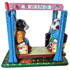 "Bear and Dog On A Swing" Japanese Wind-Up Toy, circa 1960