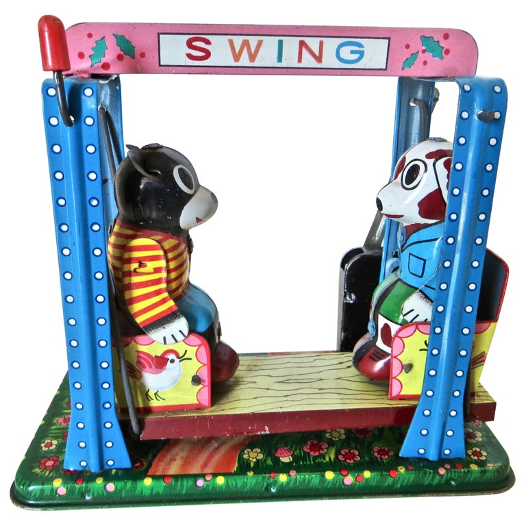 Bear and Dog On A Swing" Japanese Wind-Up Toy, circa 1960 at 1stDibs | wind  up baby swing, baby wind up swing, wind up swing for baby