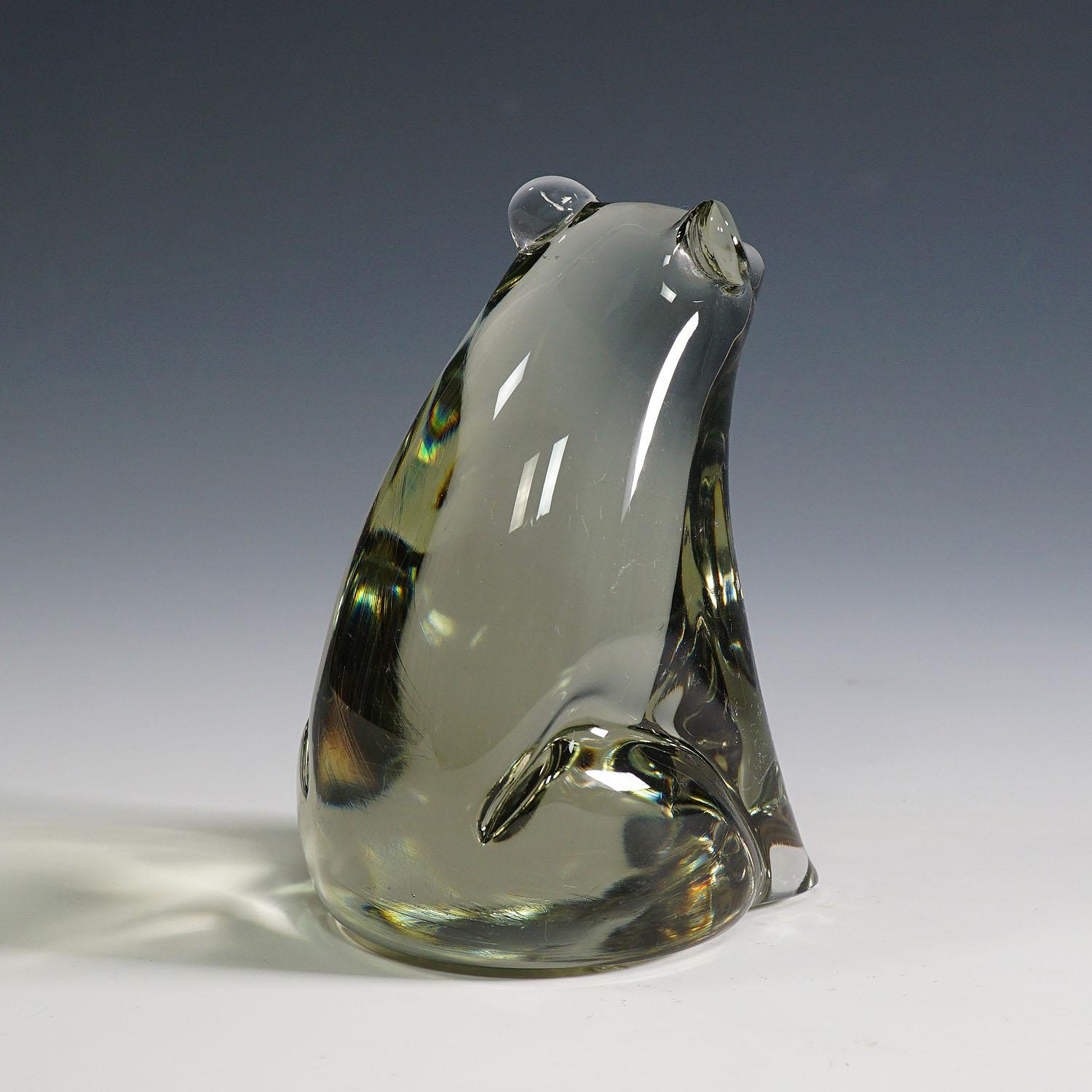 German Bear Artglass Sculpture Designed by Livio Seguso, circa 1970s For Sale