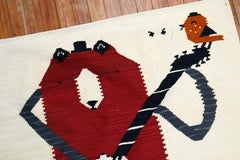 Peinture picturale persane à tissage plat Ours Banjo Bird Tweeting