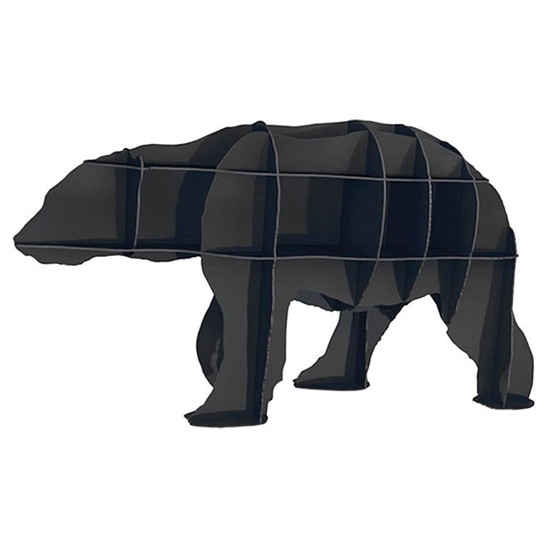Ours, étagère en forme d'ours polaire noir, fabriqué en France
