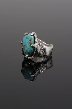 Bear Claw (Turquoise, Sterling Silver Ring) by Ken Fury