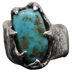 Bear Claw (Turquoise, Sterling Silver Ring) by Ken Fury