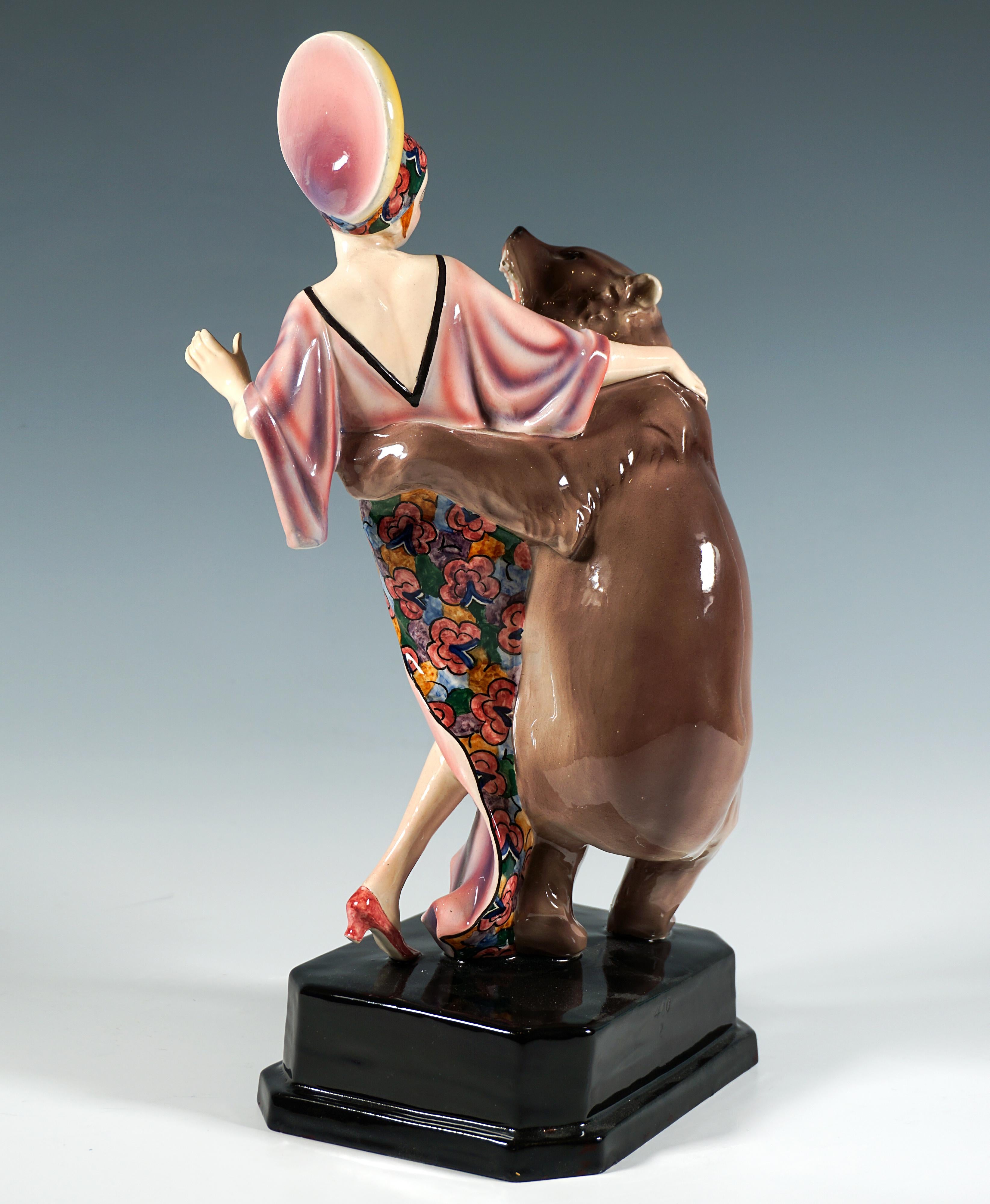 Austrian 'Bear Dance', Rare Marcell Goldscheider Vienna Art Déco Group, c. 1930