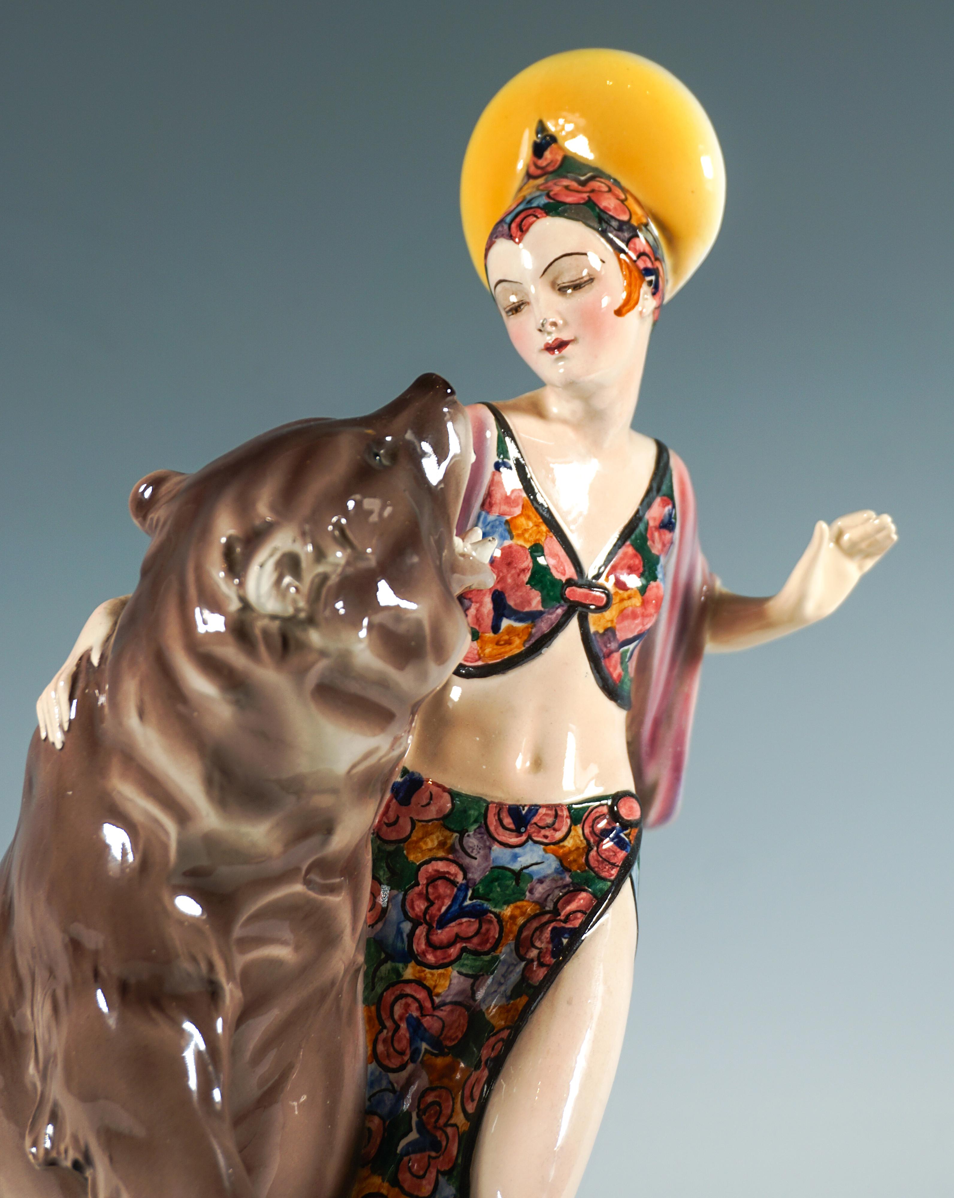 Hand-Crafted 'Bear Dance', Rare Marcell Goldscheider Vienna Art Déco Group, c. 1930