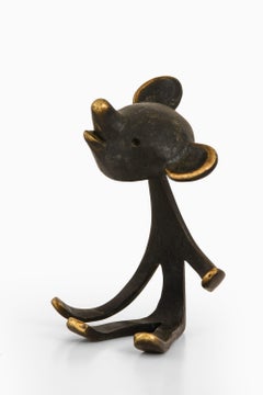 Bear Figurine Sculpture in Brass by Walter Bosse, 1950's