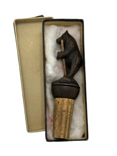 Bouchon de bouteille en bois Brienz sculpt la main en forme d'ours, annes 1910, ancien allemand