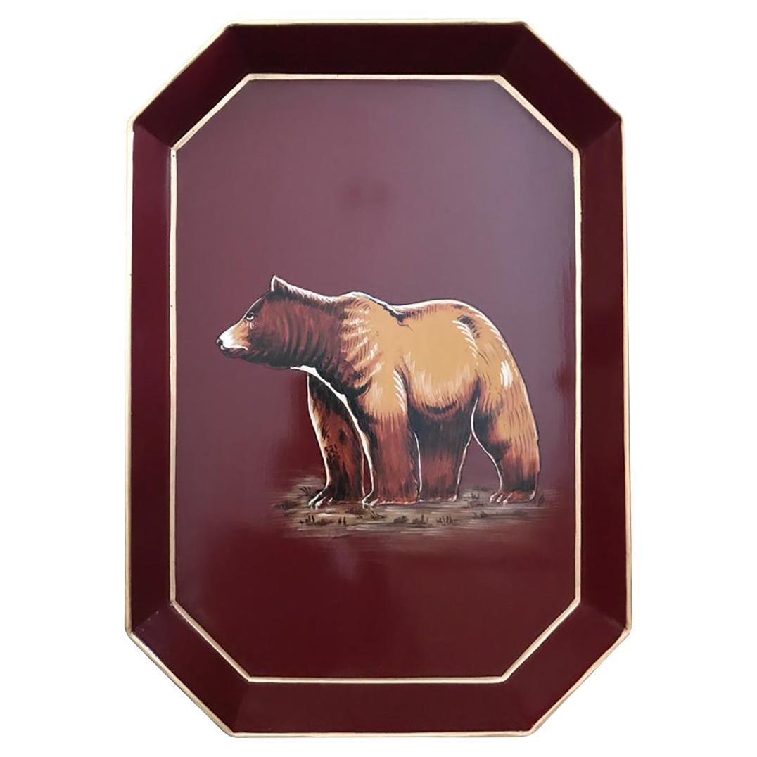 Vassoio decorativo in ferro dipinto a mano - Orso