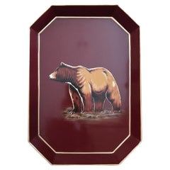 Vassoio decorativo in ferro dipinto a mano - Orso