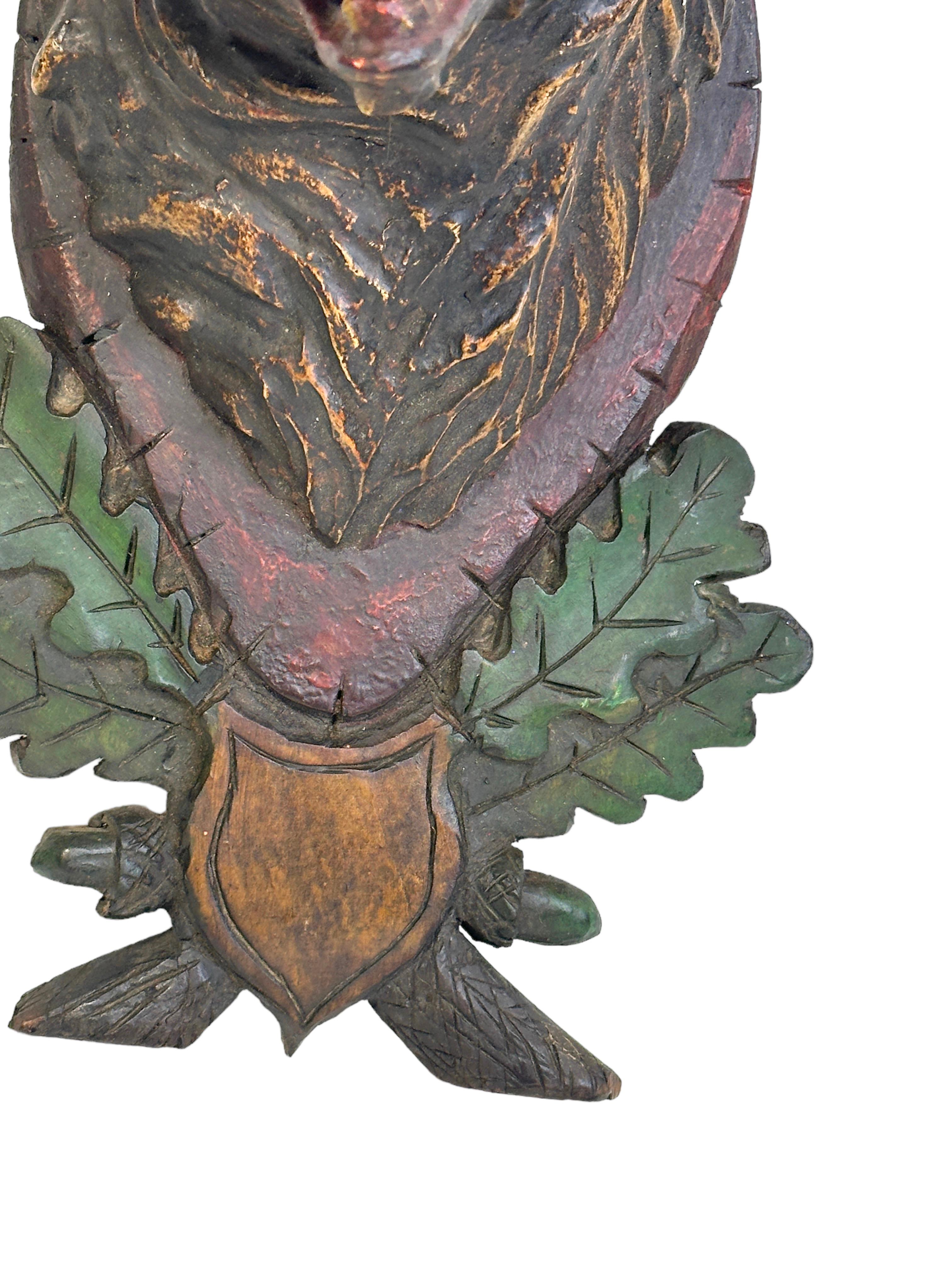 Bear Head Black Forest Hand Carved Folk Art Wooden Trophy, 19th Century For Sale 3